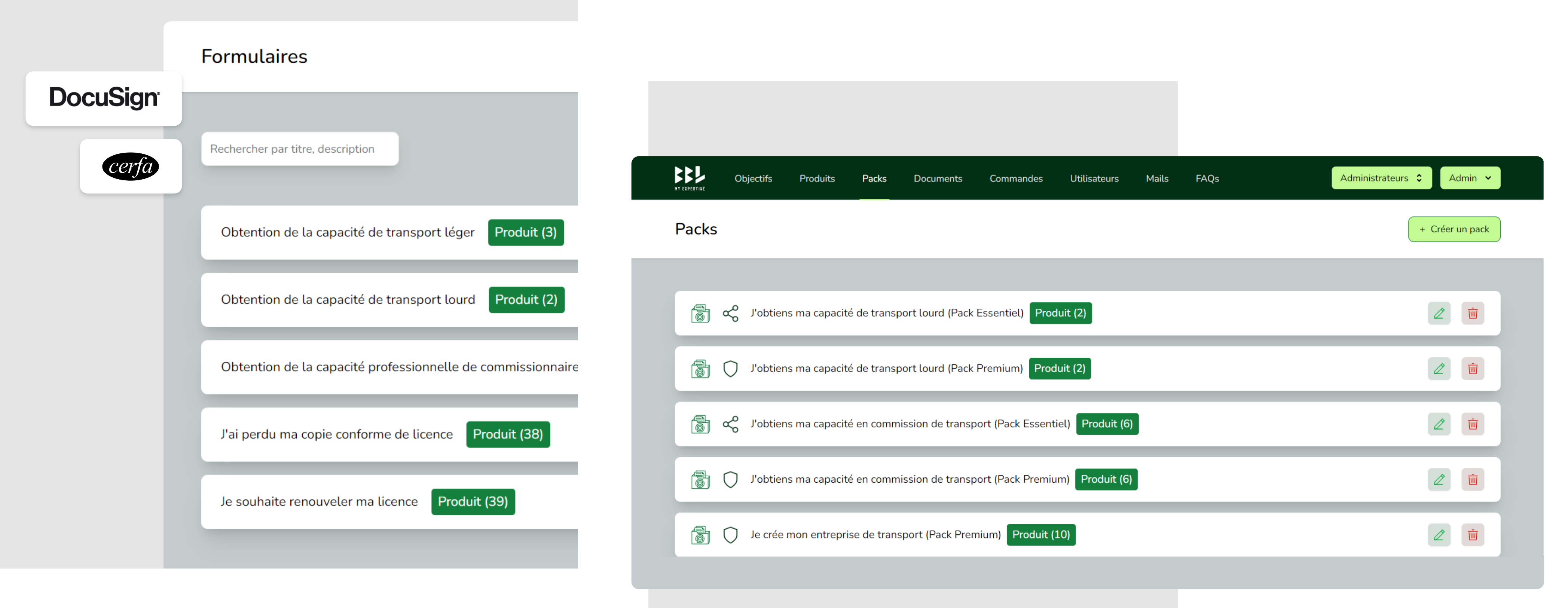 Développement de formulaires et de packs par Sharewood.